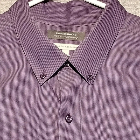 Denver Hayes Purple Never Iron Classic Fit Long Sleeve Button Down Shirt  2XL - Picture 2 of 10